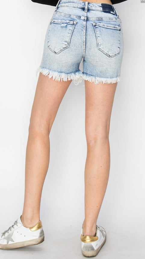 Risen High Rise Acid Wash Short