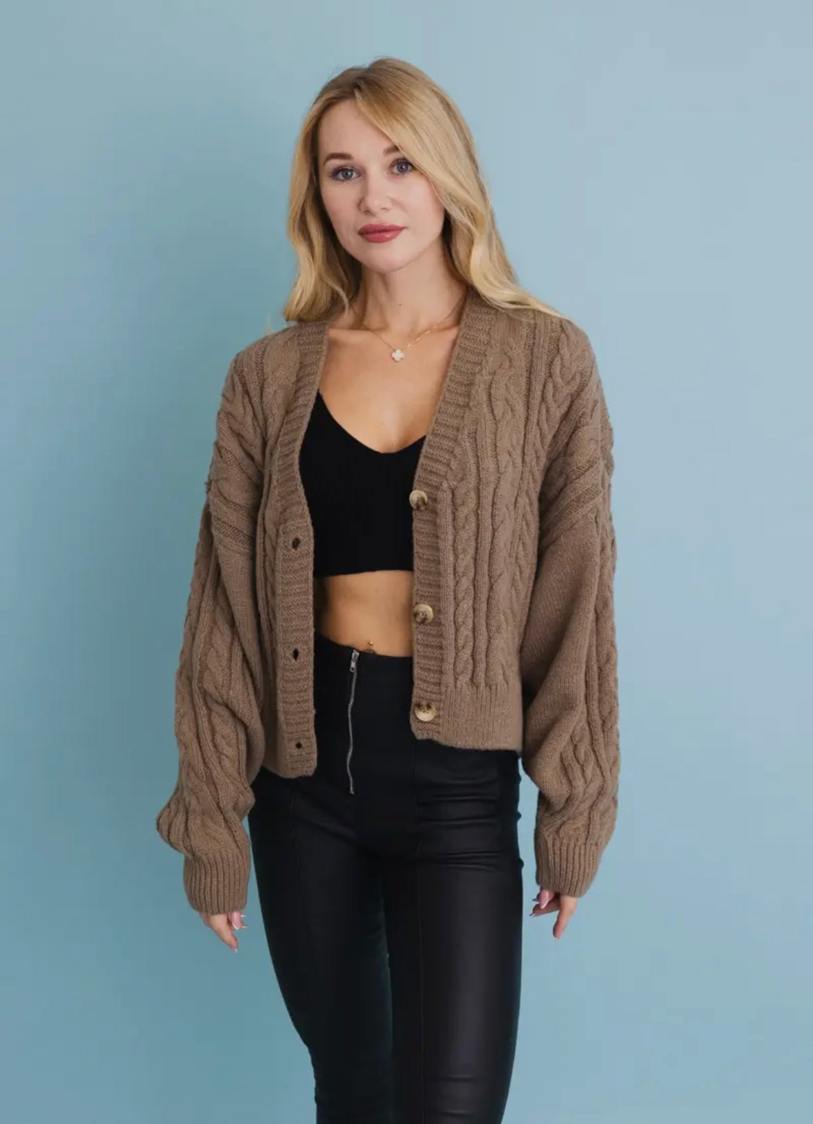 Mocha Chunky Knit Cardigan