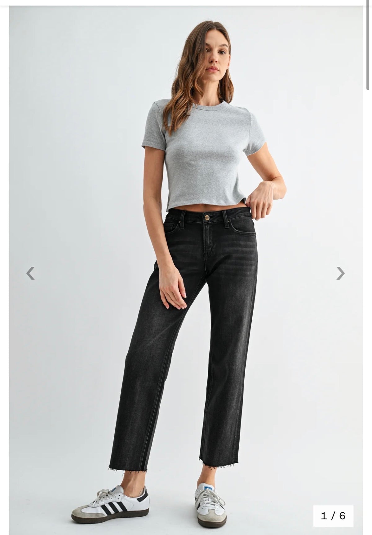 Mica Charcoal Mid Rise Straight