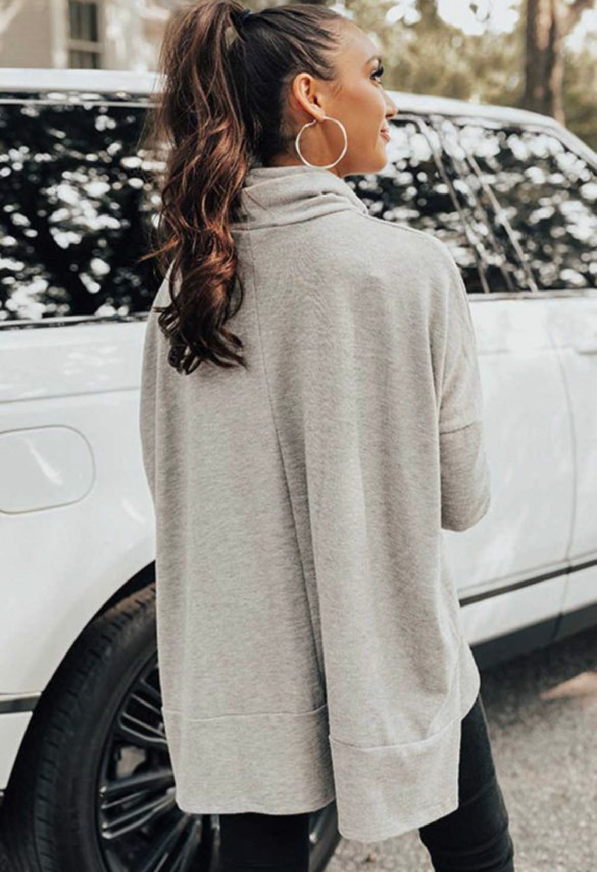 Gray Cowl Neck Tunic