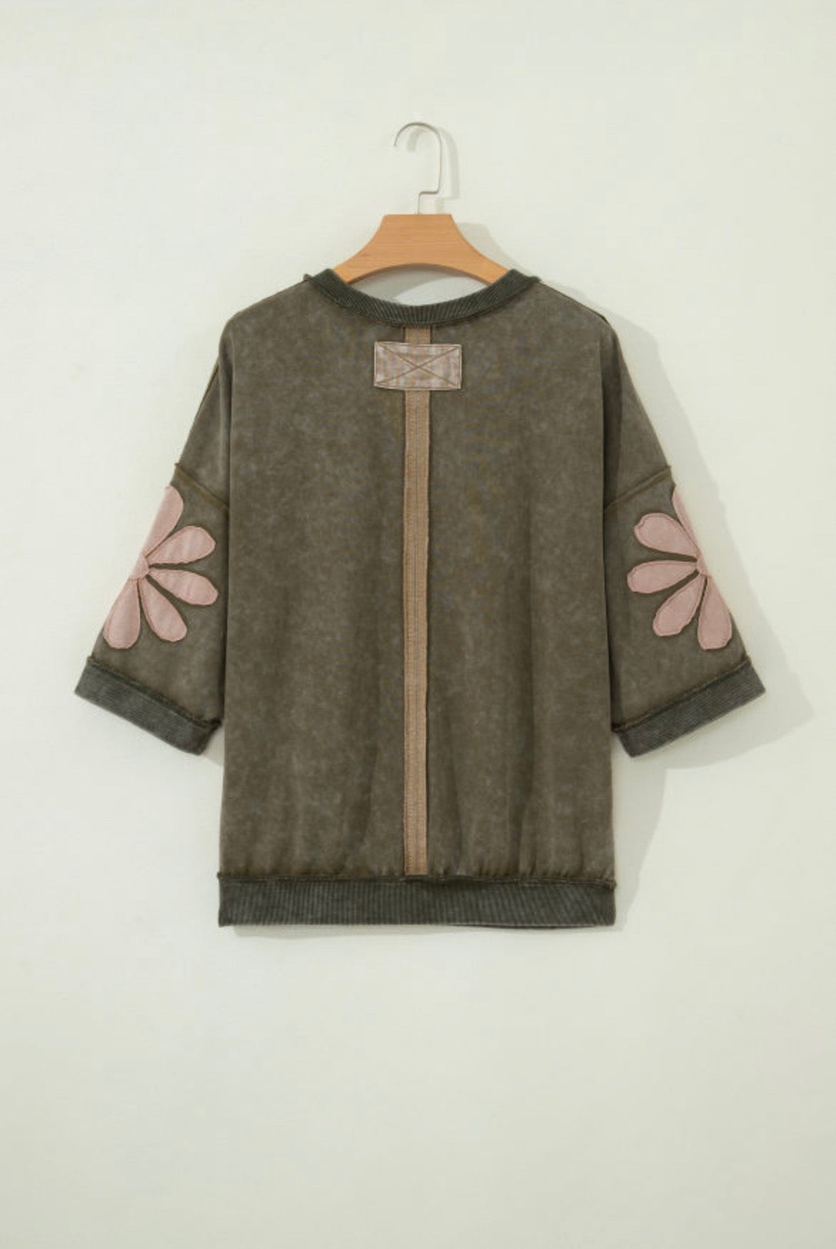 Olive Mineral Wash Patchwork Tee