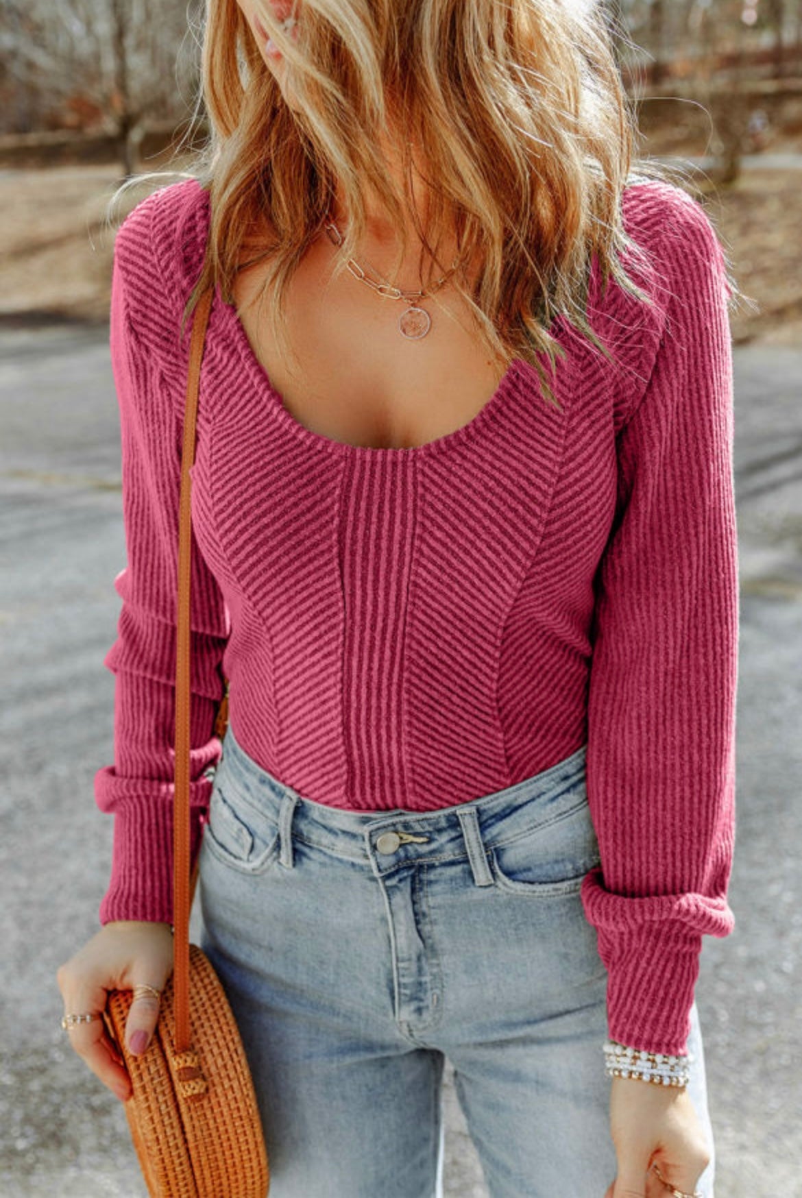 Pink Ribbed Long Sleeve was $32