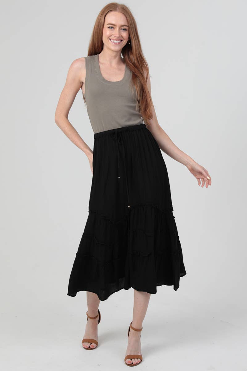 Black Wavy Ruffle Skirt