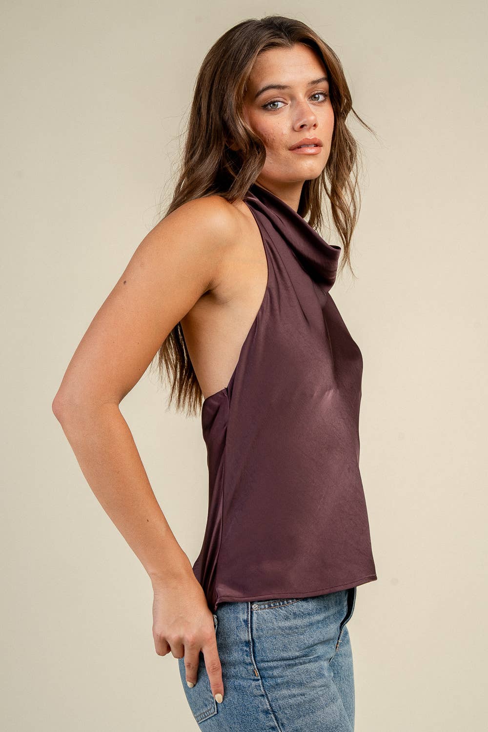 Cocoa Satin Halter