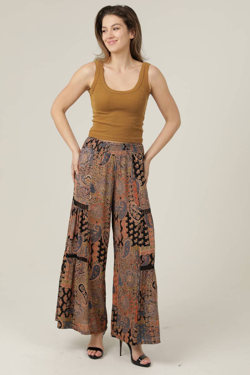 Black Paisley Polazzo Pant