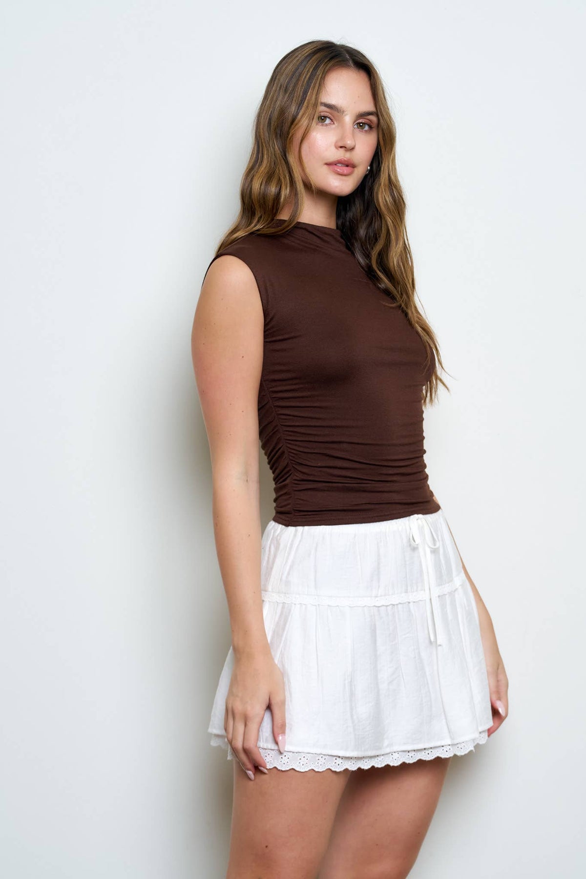 Chocolate Funnel Neck Top
