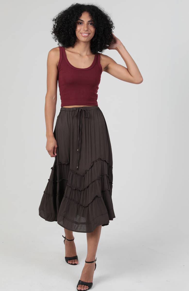 Black Wavy Ruffle Skirt