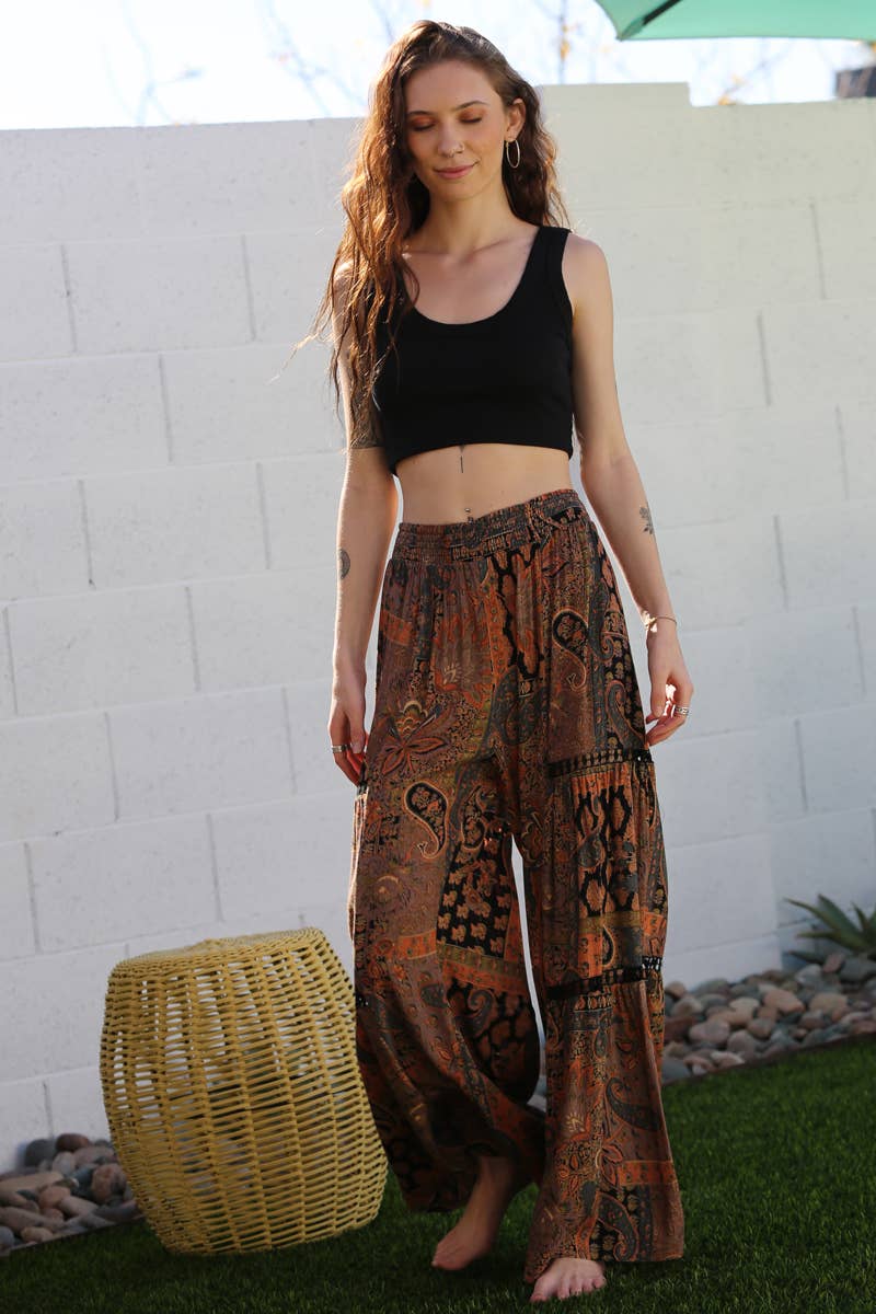 Black Paisley Polazzo Pant