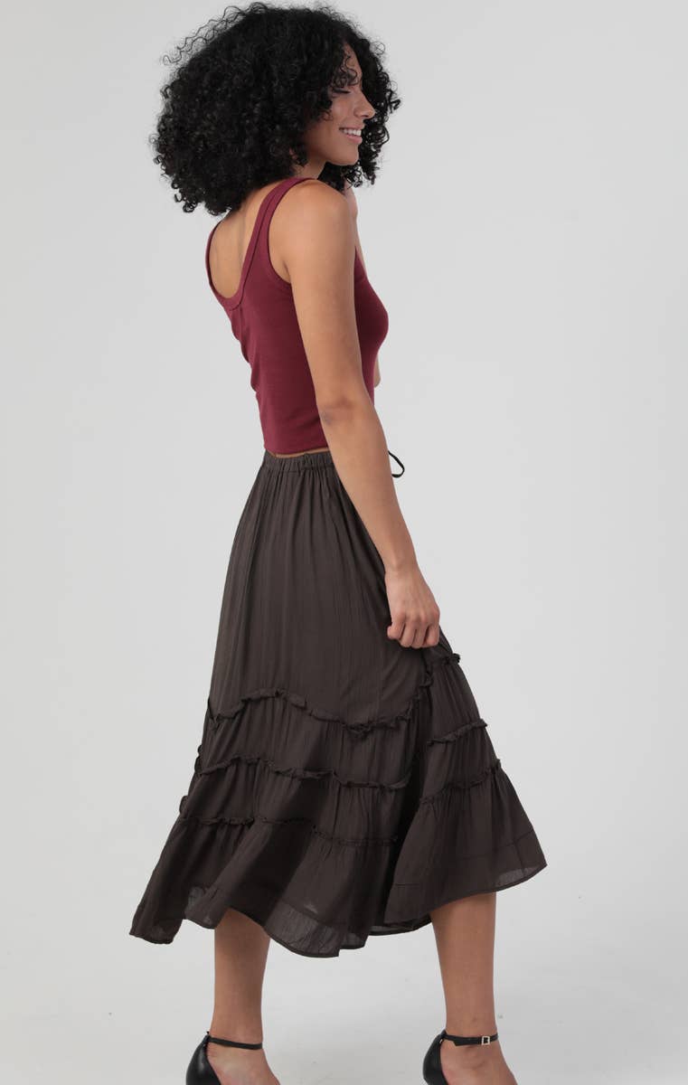 Black Wavy Ruffle Skirt