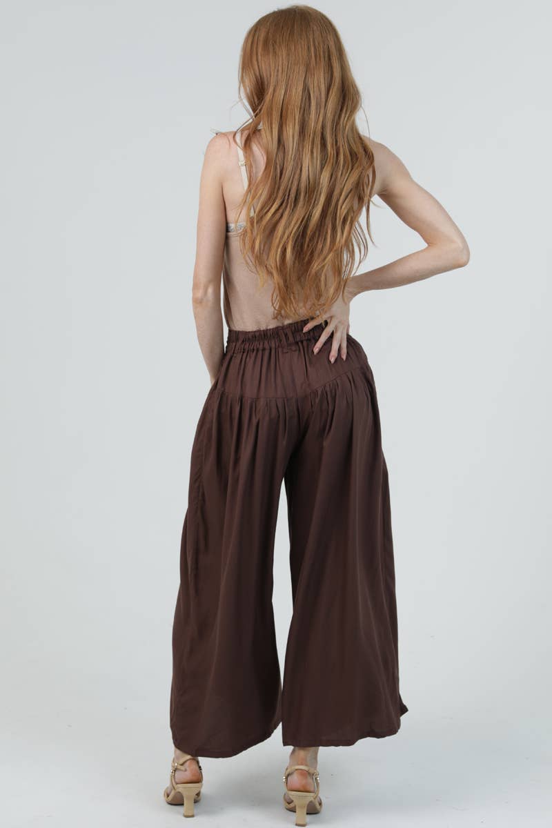Chocolate Wide Leg Button Down Pant