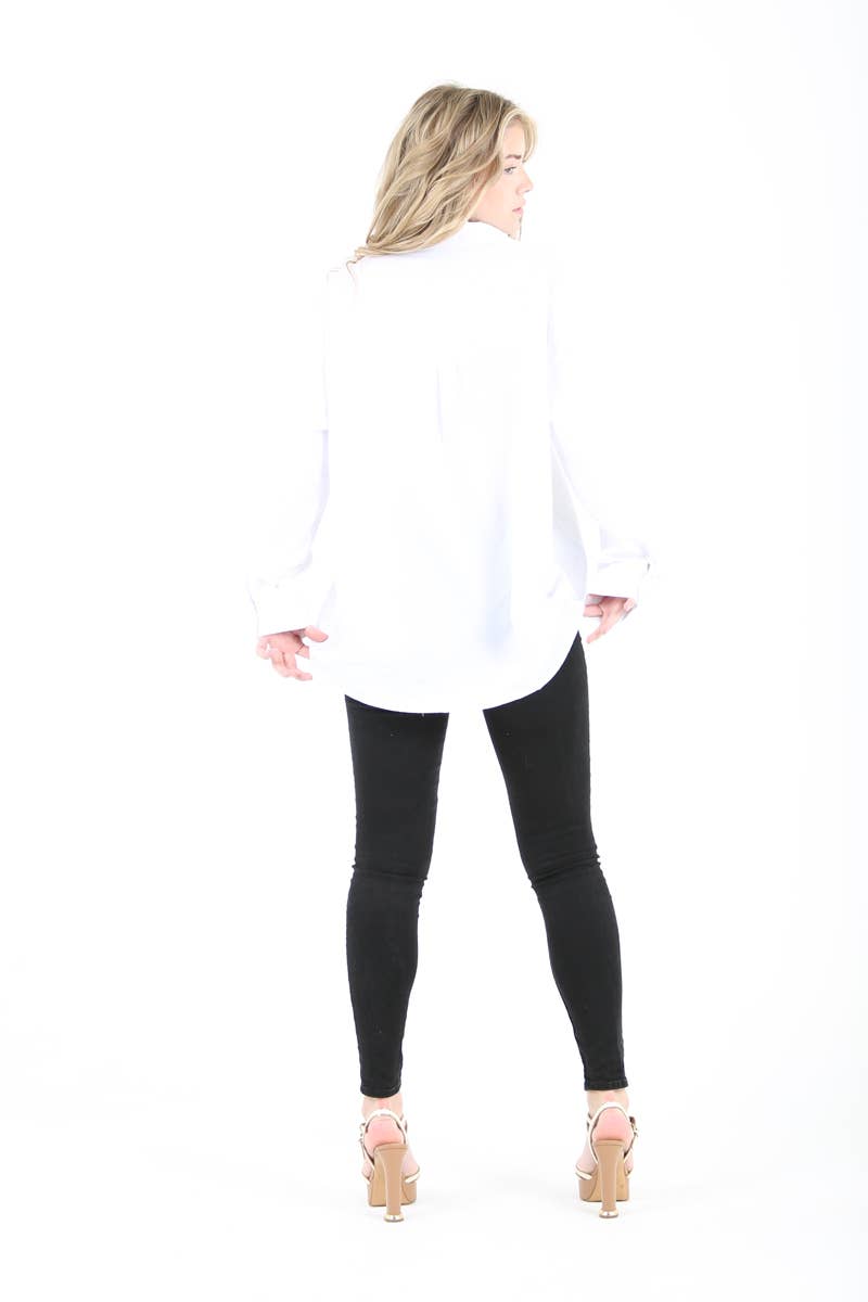 White Relaxed Fit Button Up