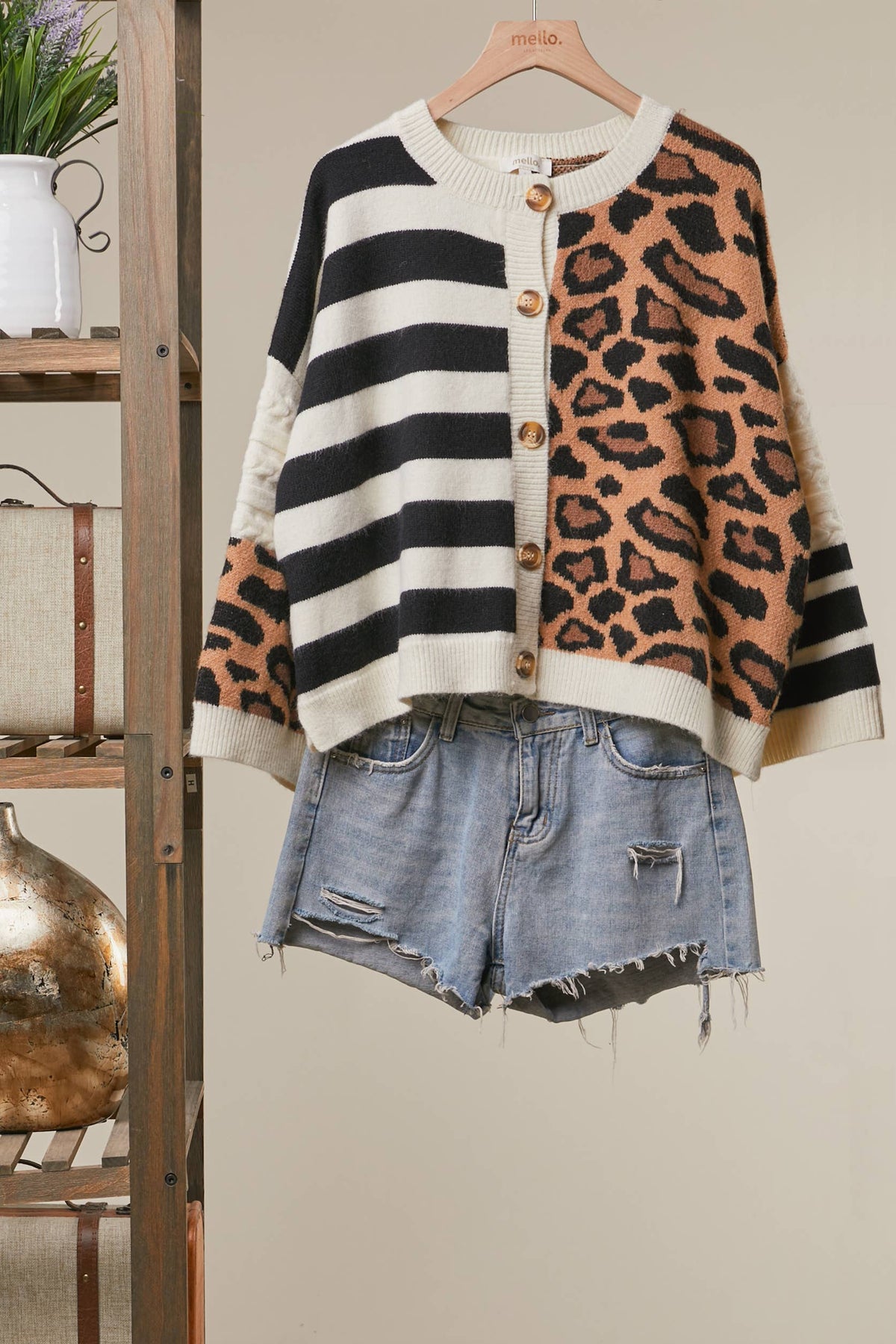 Leopard and Stripe Cardigan