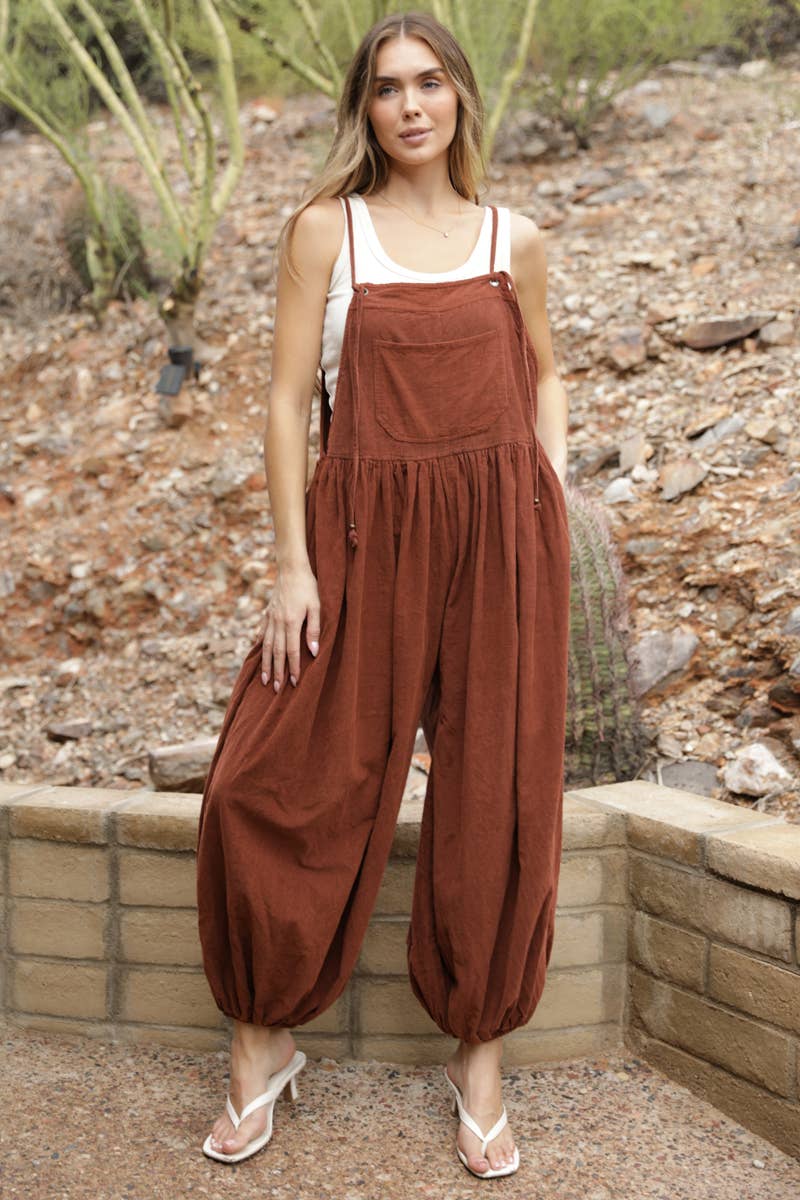 Corduroy Acid Wash Balloon Pant Jumpsuit