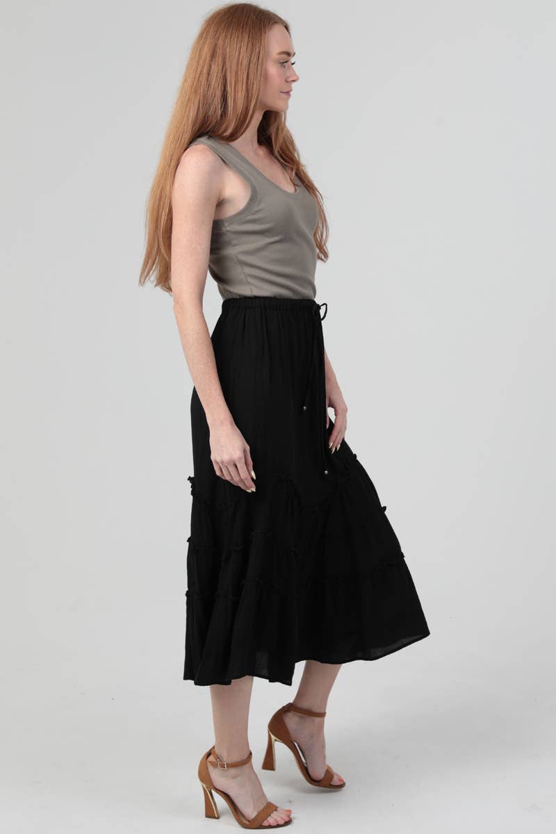 Black Wavy Ruffle Skirt